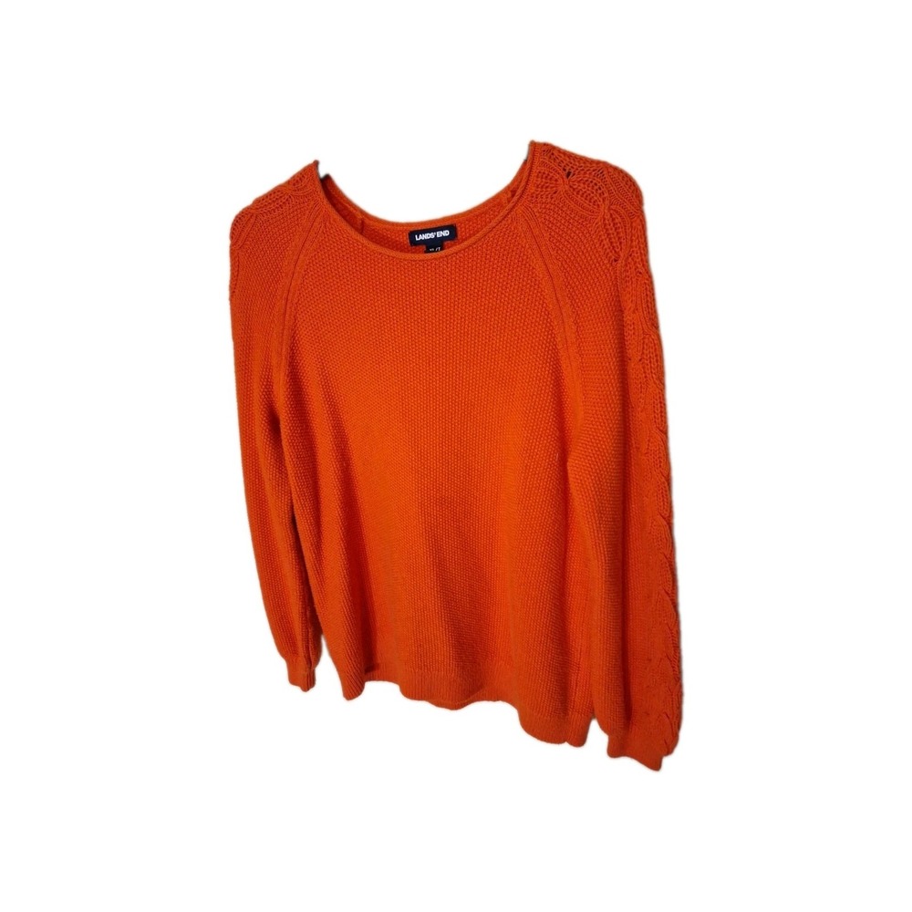 Lands End Womens XL SZ 18   Knit Coral Cotton Blend Pullover  215